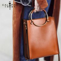CALYPSO卡里普斯 女包包2017新款斜挎托特包时尚百搭单肩包真皮圆环手提包