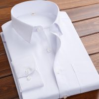 易文 秋季白衬衫男士长袖韩版修身正装纯色休闲衬衣商务职业工装寸 多色可选