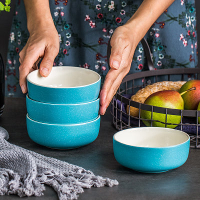 陶典 家用创意简约可爱日式陶瓷碗小碗吃饭碗米饭碗餐具套装 4只装 4.5英寸