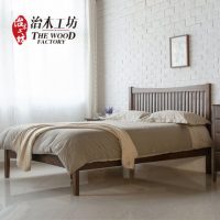 治木工坊 YMBED01-3 橡木床双人床1.5米床 1.8米 简约现代纯实木床环保储物高箱床