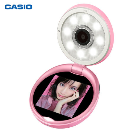 CASIO卡西欧 TR-M10 数码相机 （美光小影棚、便携粉饼外观、9灯【光美颜】技术）梦幻粉