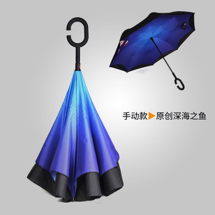 宝迪妮 双层大号长柄女黑胶防紫外线晒晴雨两用遮阳伞汽车反向雨伞 多款可选