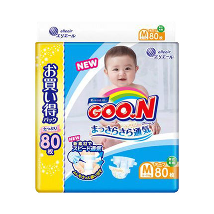 Goo.n大王 日本进口婴儿宝宝纸尿裤尿不湿M80 维E干爽 男女通用