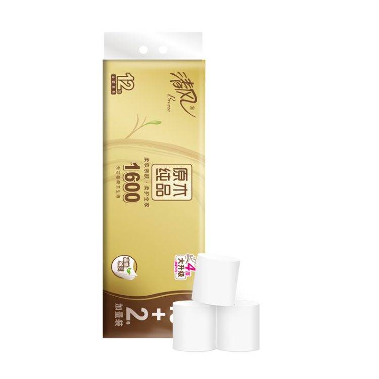 清风 无芯卷纸 原木金装4层1600克/12卷 卫生纸 李昀锐同款